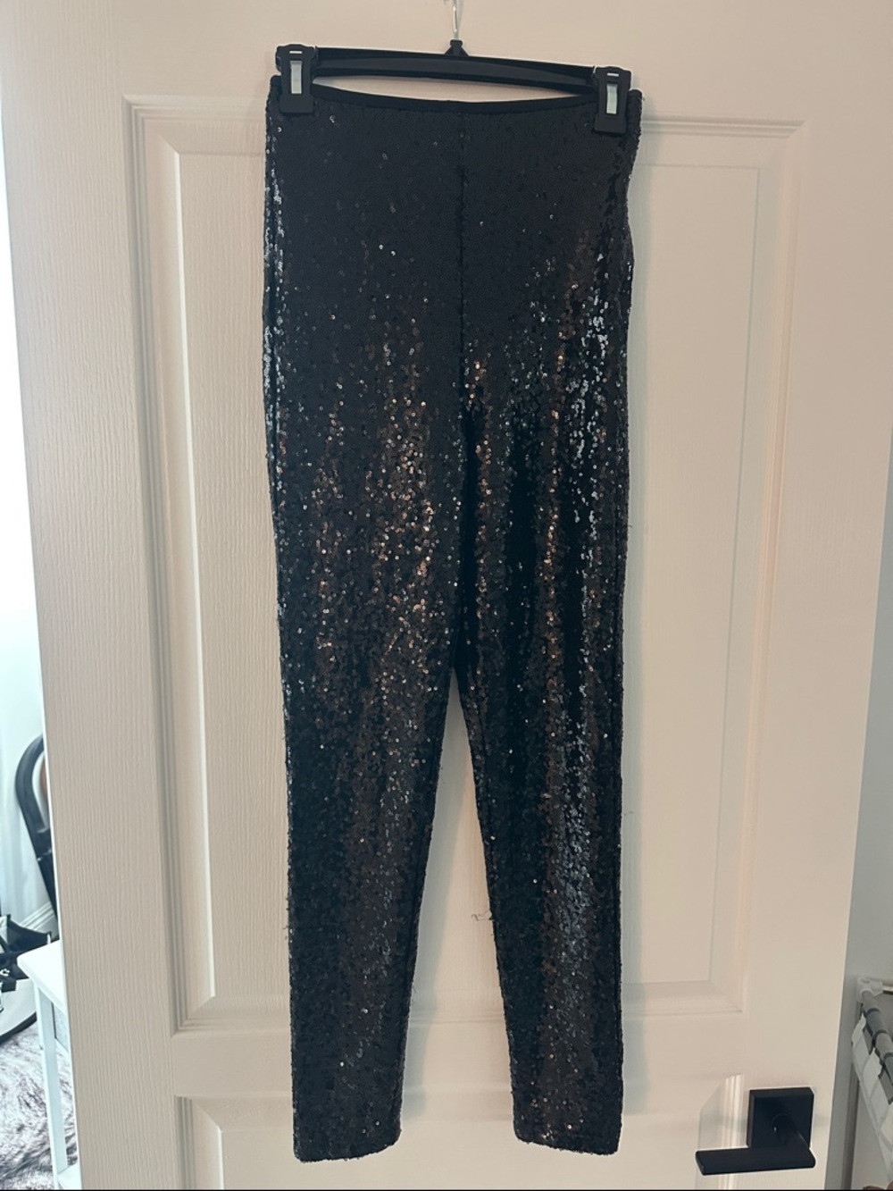 Aqua Black Sequin Skinny Pants